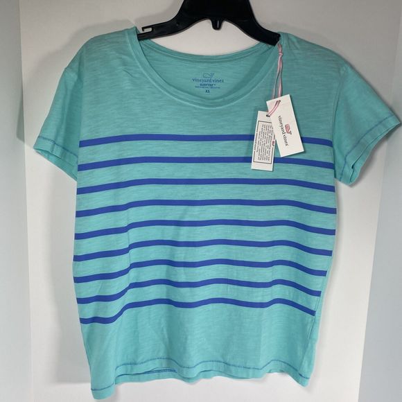 Vineyard Vines Tops - Vineyard Vines Womens XS Andros Blue Stripped Surftee Shirt Casual Tee Cotton